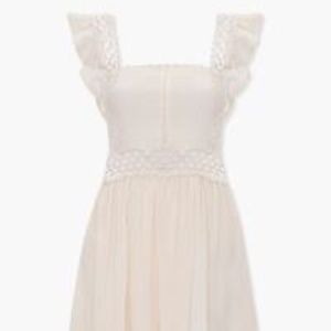 Forever 21 Cream Crochet-Trim Fit & Flare Mini Dress - Size M